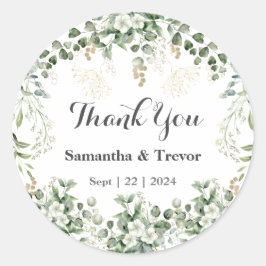 Verdant Vineyard Vows: Gold & Green Foliage Runder Aufkleber