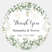 Verdant Vineyard Vows: Gold & Green Foliage Runder Aufkleber (Vorderseite)