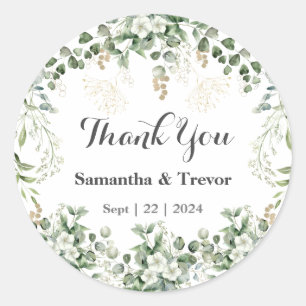 Verdant Vineyard Vows: Gold & Green Foliage Runder Aufkleber