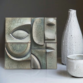 Verdant Vision - Abstrakte kubistische Keramik Til Fliese