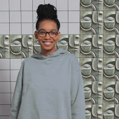 Verdant Vision - Abstrakte kubistische Keramik Til Fliese