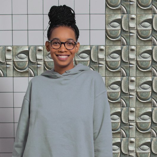 Verdant Vision - Abstrakte kubistische Keramik Til Fliese