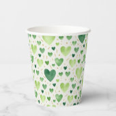 Verdant Watercolor Hearts with Golden Dusting Pappbecher (Rückseite)