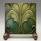 Verdant Whirls Art Nouveau Keramik Tile Fliese