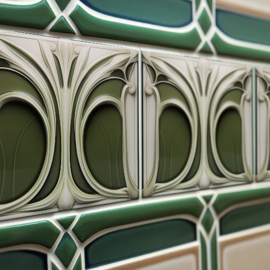 Verdant Whisper Art Nouveau Keramik Tile Fliese