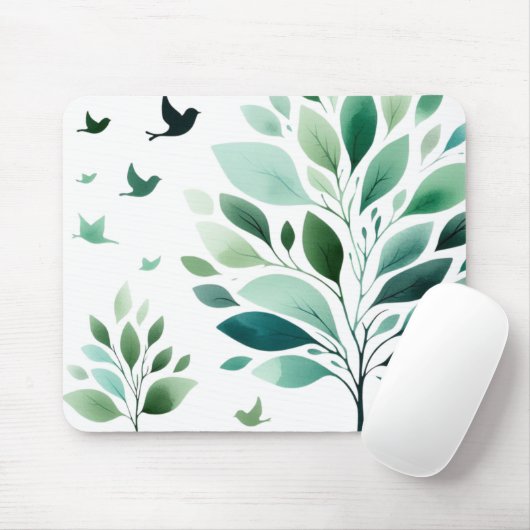 Verdant Whispers Chickadee Mousepad (Mit Mouse)