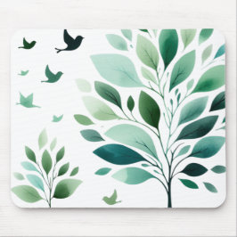Verdant Whispers Chickadee Mousepad