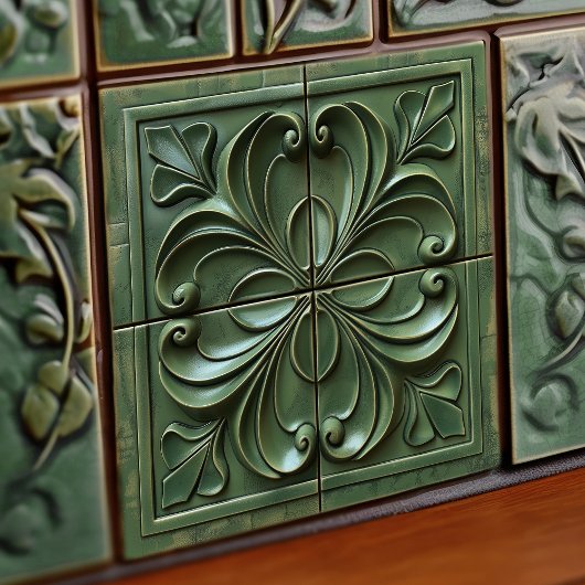 Verdant Wirbel Art Nouveau Keramik Tile Quads Fliese