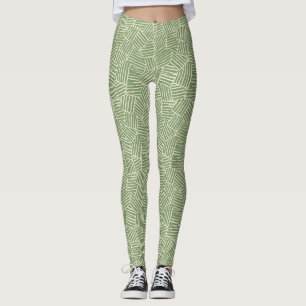 Verdant Woven Lines   Moderne Geometrie des Mittel Leggings