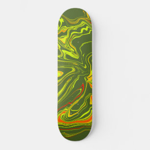 Verde con amarillo en estilo mármol skateboard