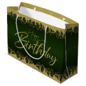 verde de bosque de cumple con flores große geschenktüte (Rückseite Schrägansicht)