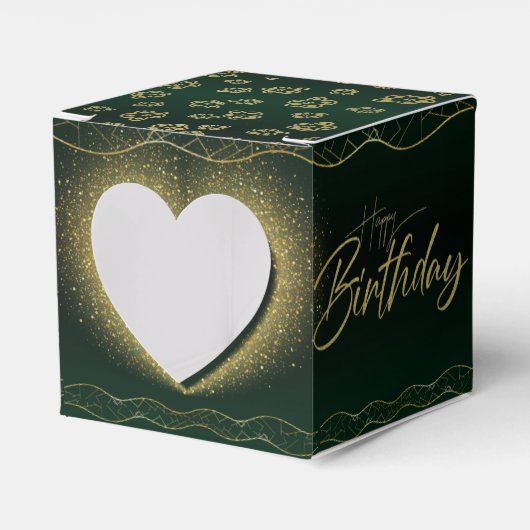 verde de bosque para cumple con corazón y flores geschenkschachtel (Vorderseite)