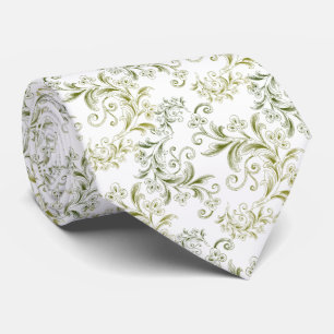 Verde decorada con hojas y flores krawatte