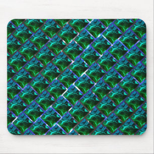 Verde esmeralda e curvas, sob grade niquelada? mousepad