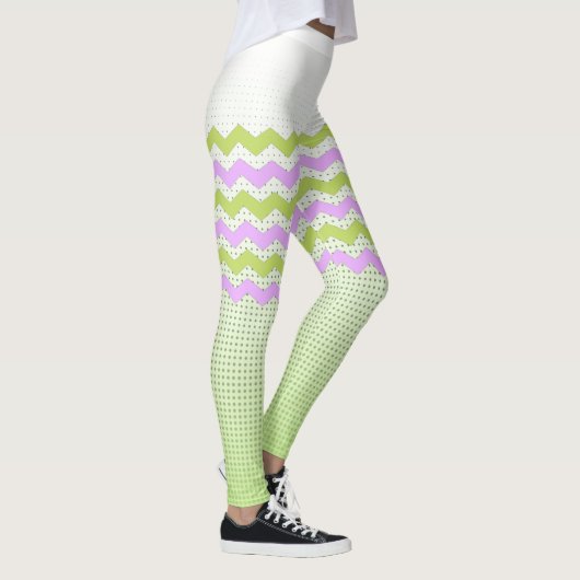 verde y blanco con zigzag leggings (Rechts)