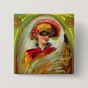 Verdeckte Dame Halloween Greetings Button