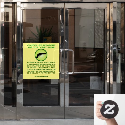 Verdeckte Weapond-Warnung Fensteraufkleber (Büro Tür)