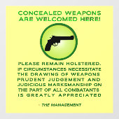 Verdeckte Weapond-Warnung Fensteraufkleber (Blatt)