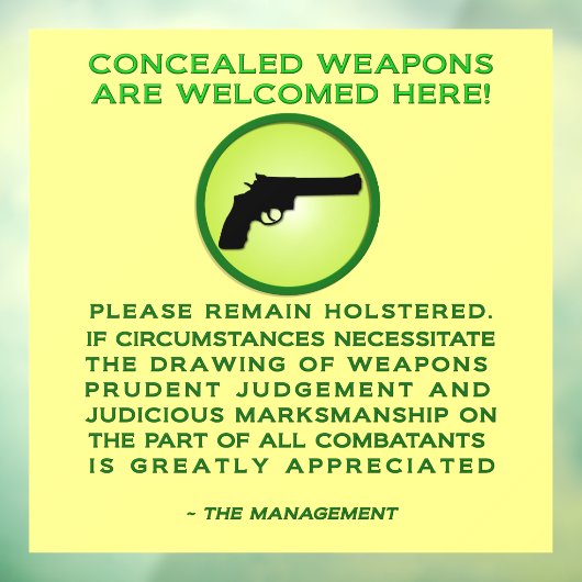 Verdeckte Weapond-Warnung Fensteraufkleber (Blatt 3)