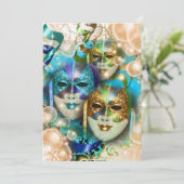 Verdecktes Thema der Maskerade Geburtstag Einladung (Stehend Vorderseite)