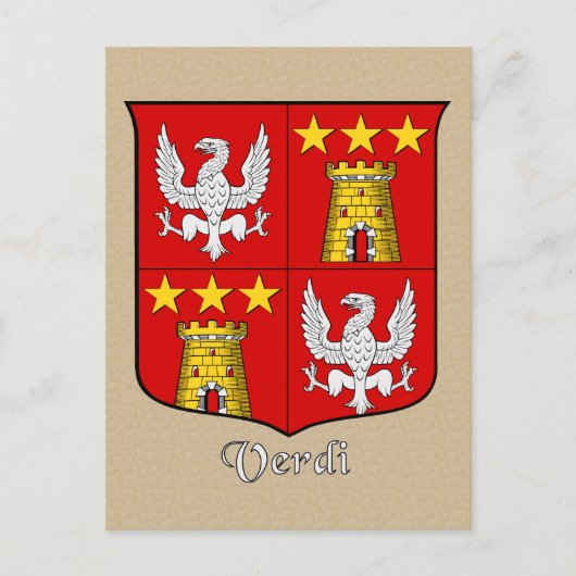 Verdi Family Heraldic Shield Postkarte (Vorderseite)