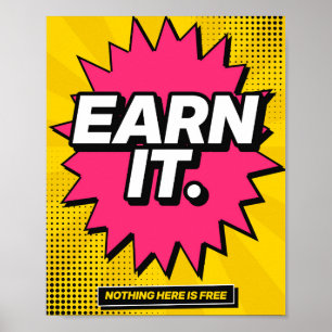 Verdiene es dir Pop Art Fitnessstudio Motivationsp Poster