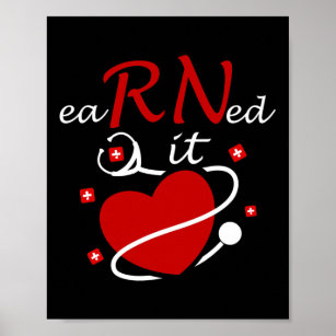 verdient RN Nurse Nursing Abschluss Heartbeat Poster