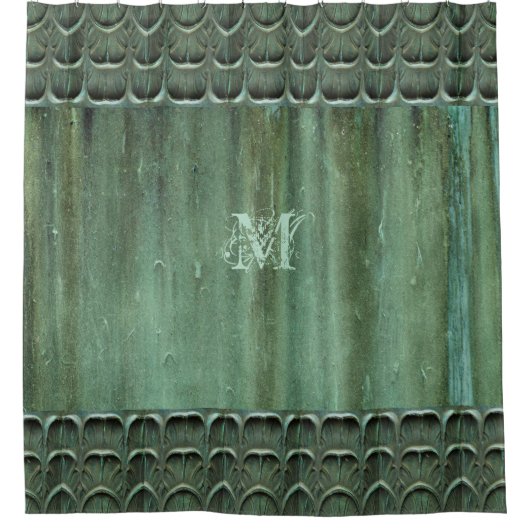 Verdigris Bronze Leaf Pattern Duschvorhang (Vorderseite)