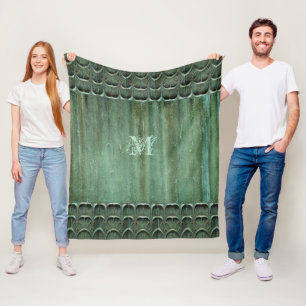 Verdigris Bronze Leaf Pattern Fleecedecke