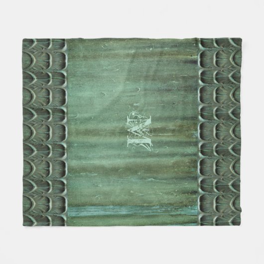 Verdigris Bronze Leaf Pattern Fleecedecke (Vorderseite (Horizontal))