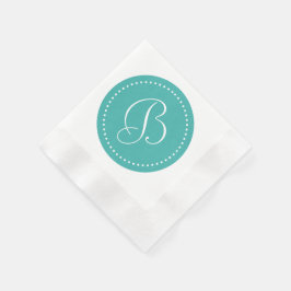 Verdigris Green Blue/White Dot Monogramm Serviette