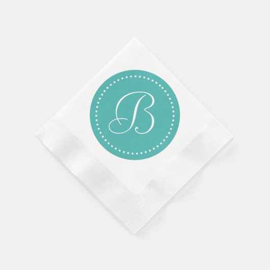 Verdigris Green Blue/White Dot Monogramm Serviette (Ecke)