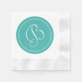 Verdigris Green Blue/White Dot Monogramm Serviette (Vorderseite)