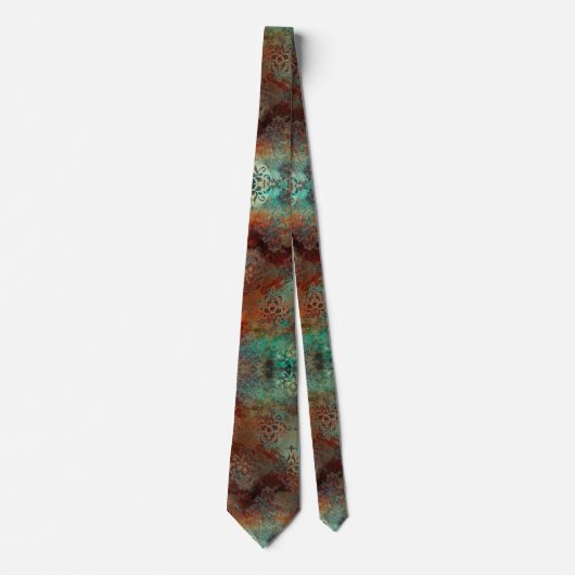 Verdigris Green und Rust Neck Tie Krawatte (Vorderseite)