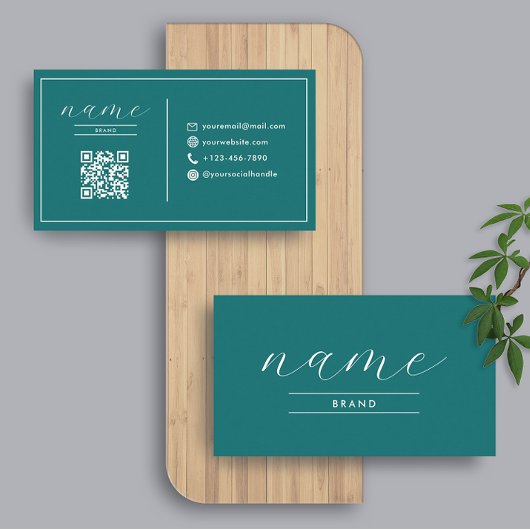 Verdigris | Minimalistisch Elegant Trendy QR Code Visitenkarte