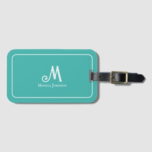 Verdigris-Name für Minimalistisches Monogramm Gepäckanhänger (Vorderseite (Horizontal))
