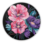 Verdigris & Pink Florals with Metallic Gold Keramikknauf (Vorderseite)