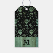 Verdigris Steampunk Balloons Monogram Geschenkanhänger (Vorderseite)