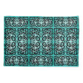 Verdigris- und Schwarz-Blättermuster Kissenbezug (Rückseite)