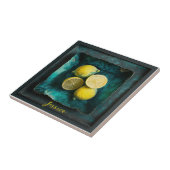 Verdigris und Zitronen auf einer Platine Fliese (Seite)