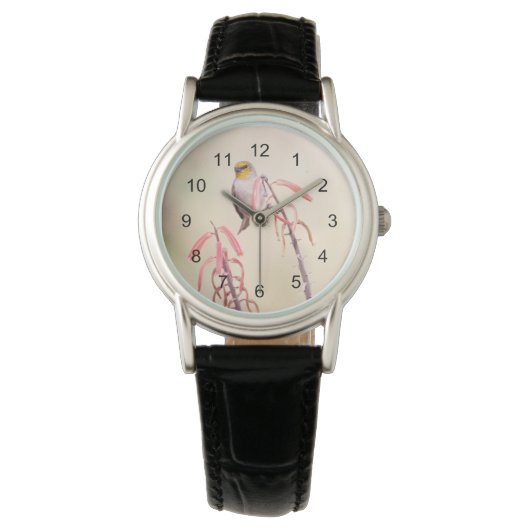 Verdin auf Penstemon Armbanduhr (Vorderseite)