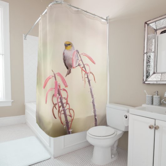 Verdin auf Penstemon Duschvorhang (Beispiel)