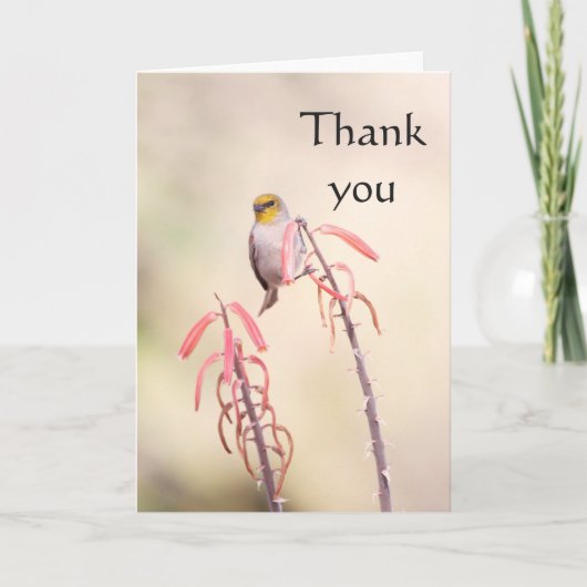 Verdin hat auf Penstemon gekrönt, vielen Dank Dankeskarte (Vorderseite)