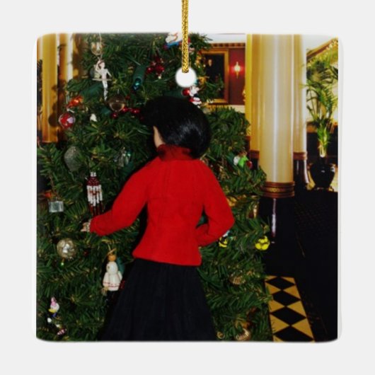 Verdis Weihnachten beim Driskill, Austin, Texas Keramikornament (Rückseite)