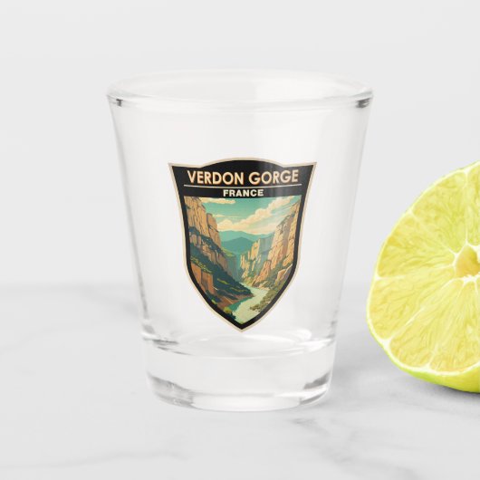Verdon Gorge Frankreich Reisen Kunst Vintag Schnapsglas (Vorderseite)