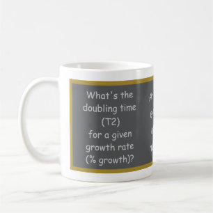 "Verdopplungszeit" Nachricht & Gleichung Kaffeetasse