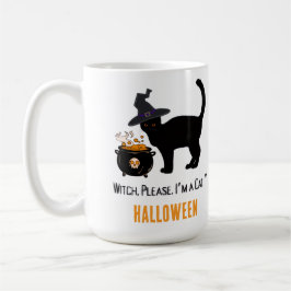 verdrahtete Katze mit einem Hexenhut an Halloween  Kaffeetasse