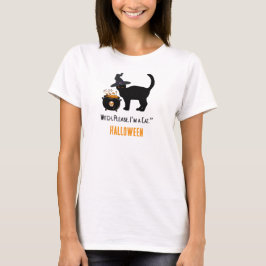 verdrahtete Katze mit einem Hexenhut an Halloween  T-Shirt