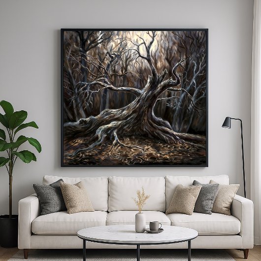 Verdreckte Wälder - Schwarz-Natur-Illustration Poster