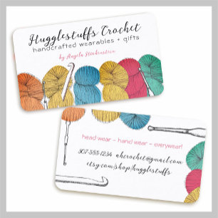 Verdrehte Garnknäuel-Häkelarbeithaken-Visitenkar Visitenkarte